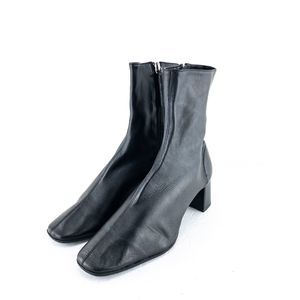 ZARA Black Leather Ankle Boots Size 39